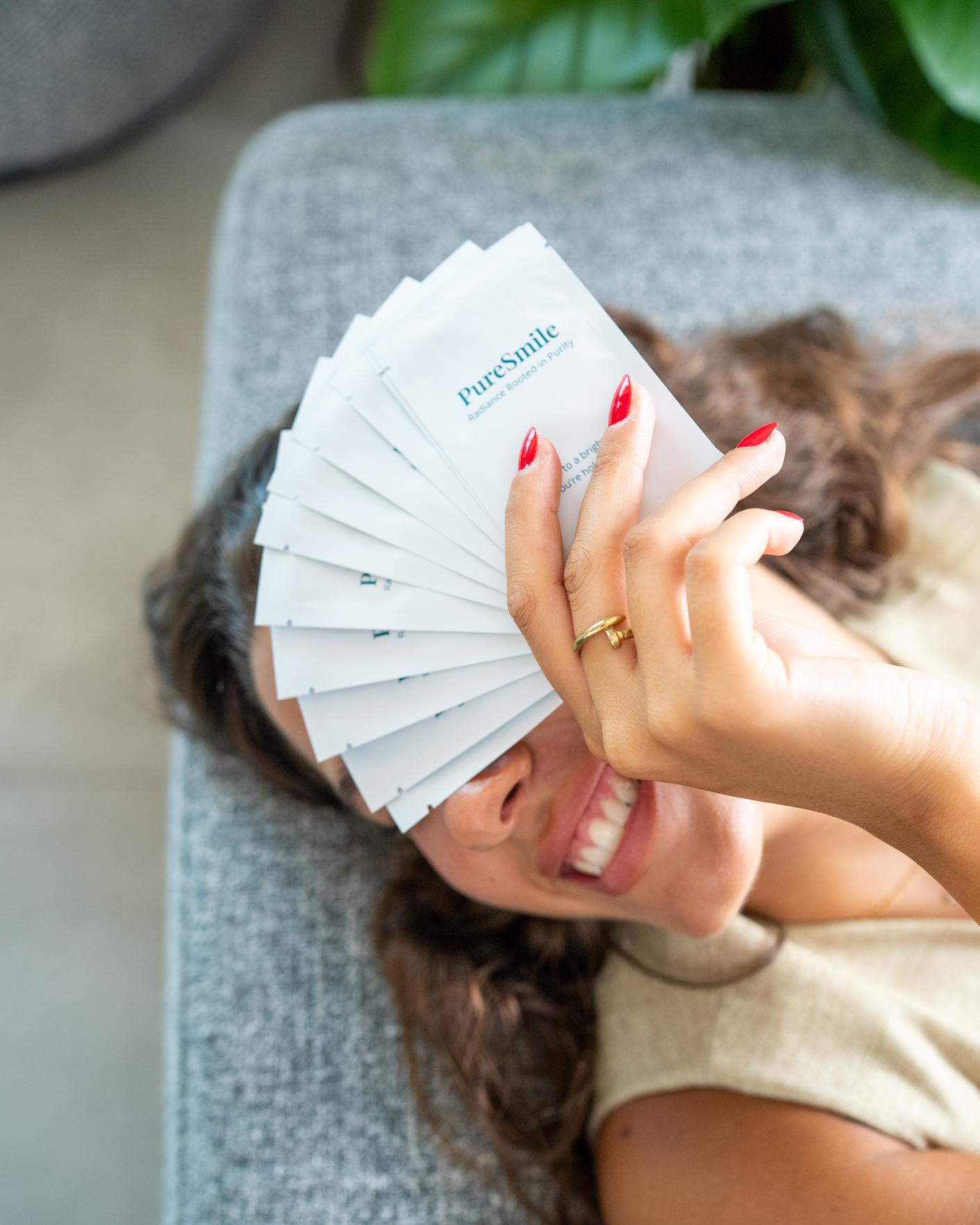 How to use PureSmile halal PAP+ teeth whitening strips step by step guide, Dubai UAE