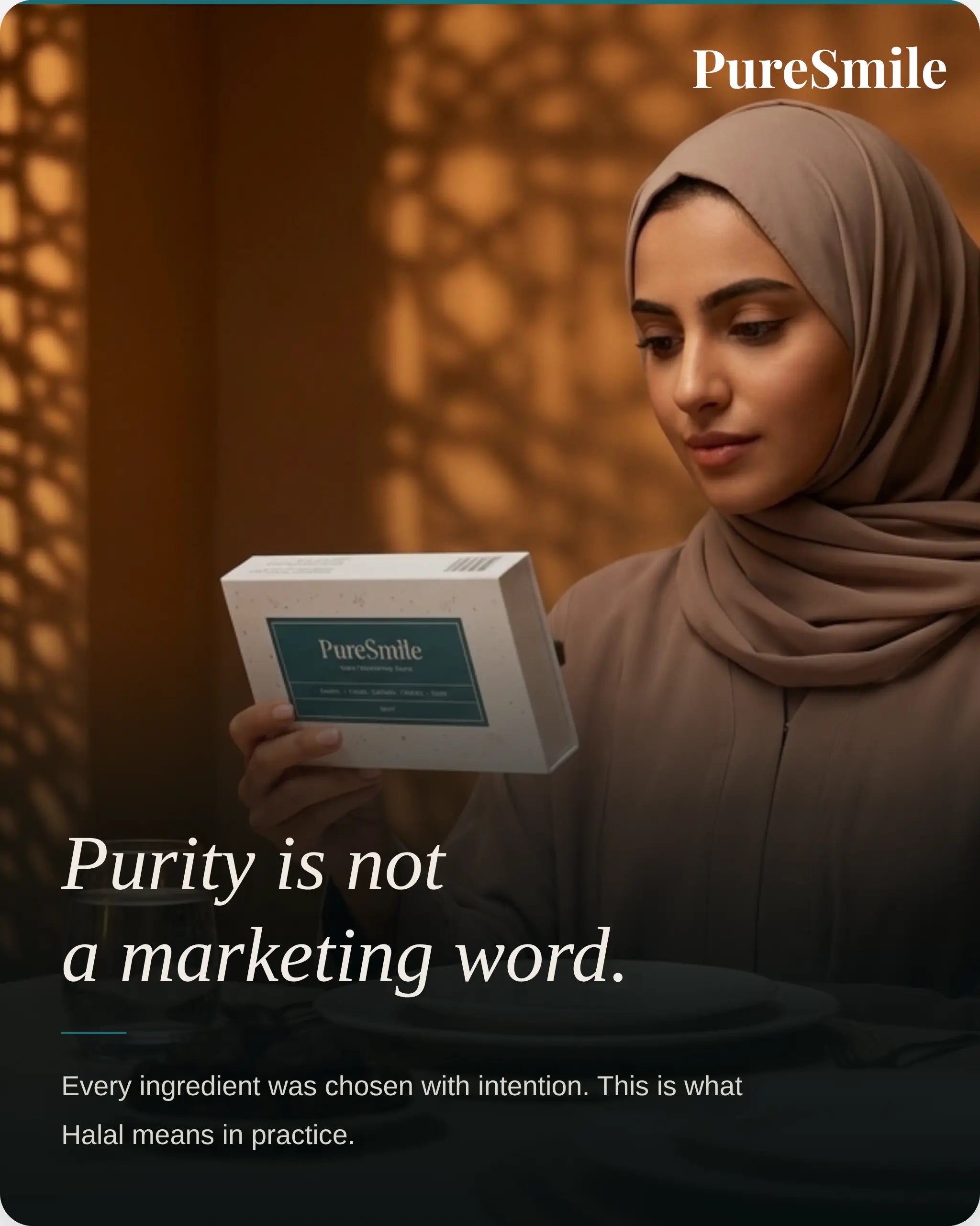 PureSmile Halal teeth whitening strips during Ramadan, alcohol-free peroxide-free UAE